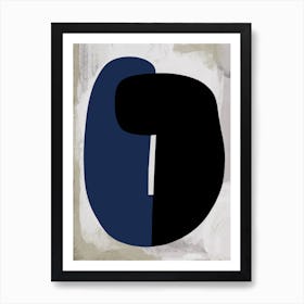 Blue And Black Abstract On Neutral 1 Art Print