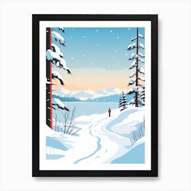 Retro Winter Illustration Lake Tahoe United States Art Print