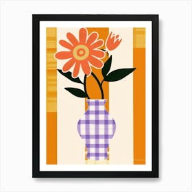 Wild Flowers Orange Tones In Vase 4 Art Print