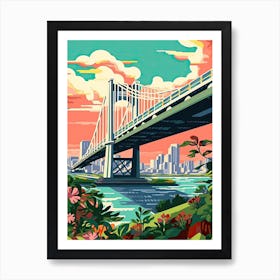 Nanpu Bridge Shangai Colourful 3 Art Print