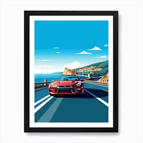 A Nissan Gt R In Causeway Coastal Route Illustration 1 Art Print