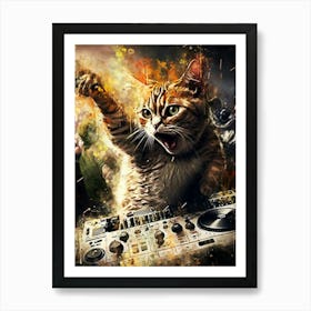 Cat Dj music 2 Art Print