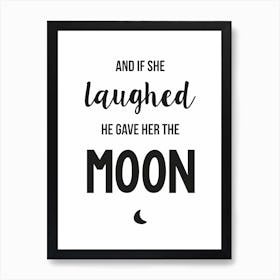 Love Moon phrase Art Print