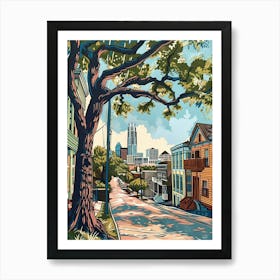 Rainey Street Historic District Austin Texas Colourful Blockprint 1 Art Print