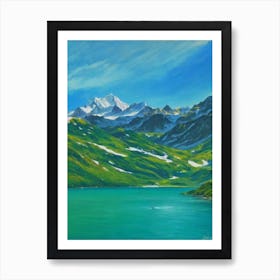 Gran Paradiso National Park Italy Blue Oil Painting 2  Affiche