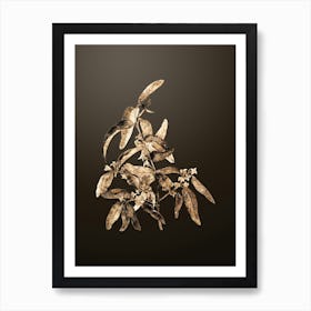Gold Botanical Russian Olive on Chocolate Brown n.0684 Art Print
