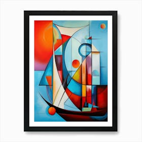 Sailing Boat II, Avant Garde Vibrant Colorful Painting in Cubism Picasso Style Art Print