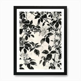 Great Japan Hokusai Black And White Flowers 21 Art Print