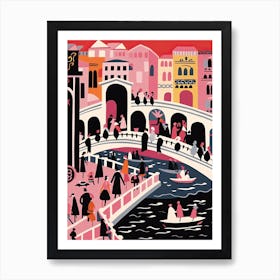 Rialto Bridge, Venice Italy Colourful 3 Art Print