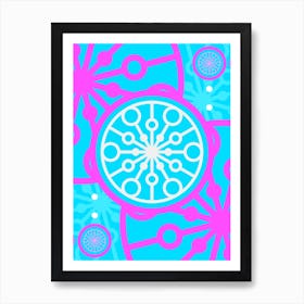 Geometric Glyph in White and Bubblegum Pink and Candy Blue n.0073 Art Print