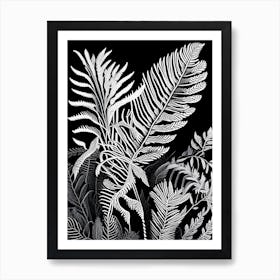 Ostrich Fern Linocut Art Print