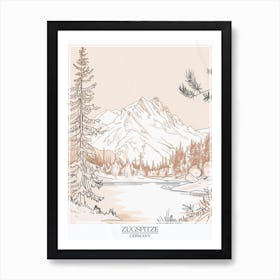 Zugspitze Germany Color Line Drawing Drawing 8 Poster Art Print