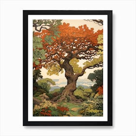 Oak 2 Vintage Autumn Tree Print  Art Print