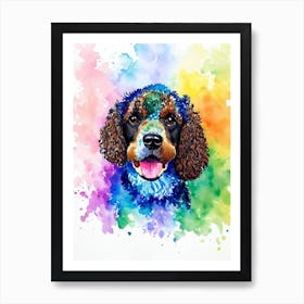 Irish Water Spaniel Rainbow Oil Painting Dog Art Print