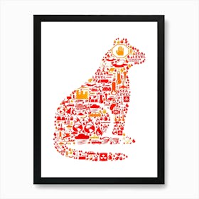 Cat Sitting Global Warming Climate Change Vector Pattern Art Print