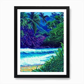 Dominical Costa Rica Pointillism Style Tropical Destination Art Print