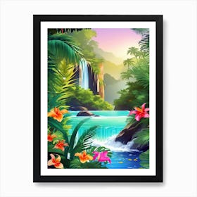 Waterfall In The Jungle 7 Art Print