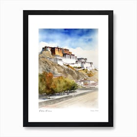 Potala Palace, Tibet 2 Watercolour Travel Poster Art Print