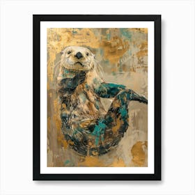 Sea Otter Gold Effect Collage 4 Art Print