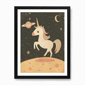 Unicorn In Space Muted Pastels 2 Art Print