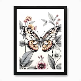 Butterfly On A Flower 1 Art Print