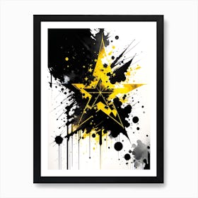 Black And Yellow Star Art Print