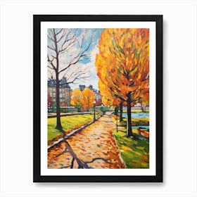 Autumn Gardens Painting Chateau De Chantilly Gardens France 2 Art Print