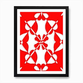 Red And White Paisley Hearts Art Print