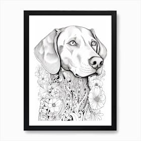 Weimaraner Dog, Line Drawing 2 Art Print