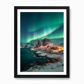 Aurora Borealis Over Fjord Art Print