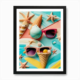 Ice Cream And Sunglasses Art Print