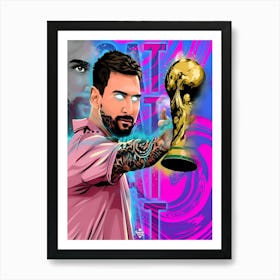 Lionel Messi with world cup Poster