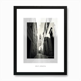 Poster Of Split, Croatia, Black And White Old Photo 1 Art Print