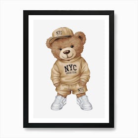 Nyc Teddy Bear.Cool-Bear-Doll-Sublimation-Bundle Art Print