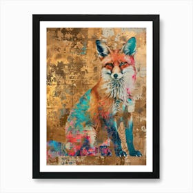 Fox Gold Effect Collage 2 Art Print