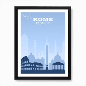 Rome, Italy Travel Poster Blue, Karen Arnold Art Print