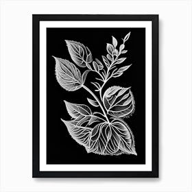 Oregano Leaf Linocut 5 Art Print