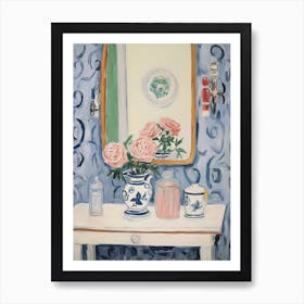 Bathroom Vanity Painting With A Rose Bouquet 2 Art Print