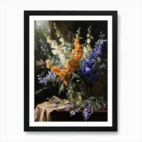 Baroque Floral Still Life Larkspur 2 Art Print