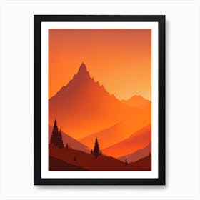 Misty Mountains Vertical Composition In Orange Tone 237 Art Print