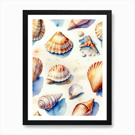Seashells on the beach, watercolor painting 11 Art Print