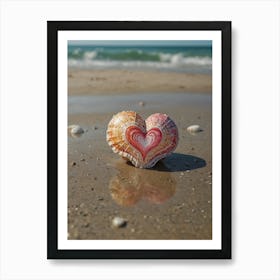 Heart Shell On The Beach Art Print