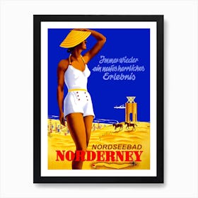 Sunbathing In Norderney, North Sea, Germany Art Print