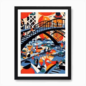 Helix Bridge Singapore Colourful 3 Art Print