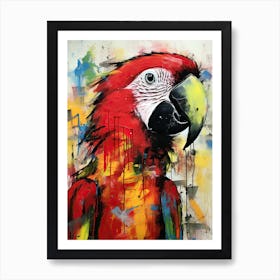 Graffiti Parrot Dreams: Basquiat's style Colorful Flight Art Print