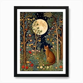 William Morris Cat In The Forest 4 Art Print