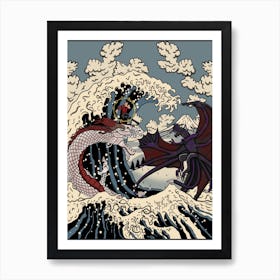 Shang Chi The Fight Great Wave 1 Art Print