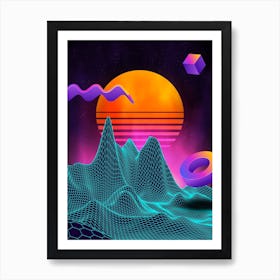 Neon retrowave sunrise #1 [synthwave/vaporwave/cyberpunk] — aesthetic retrowave neon poster Art Print