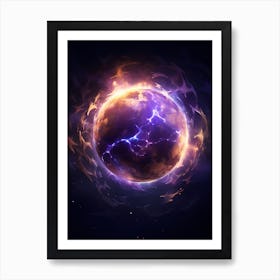 Planet With Lightning Art Print