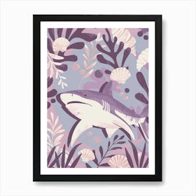 Purple Blacktip Reef Shark Illustration 2 Art Print